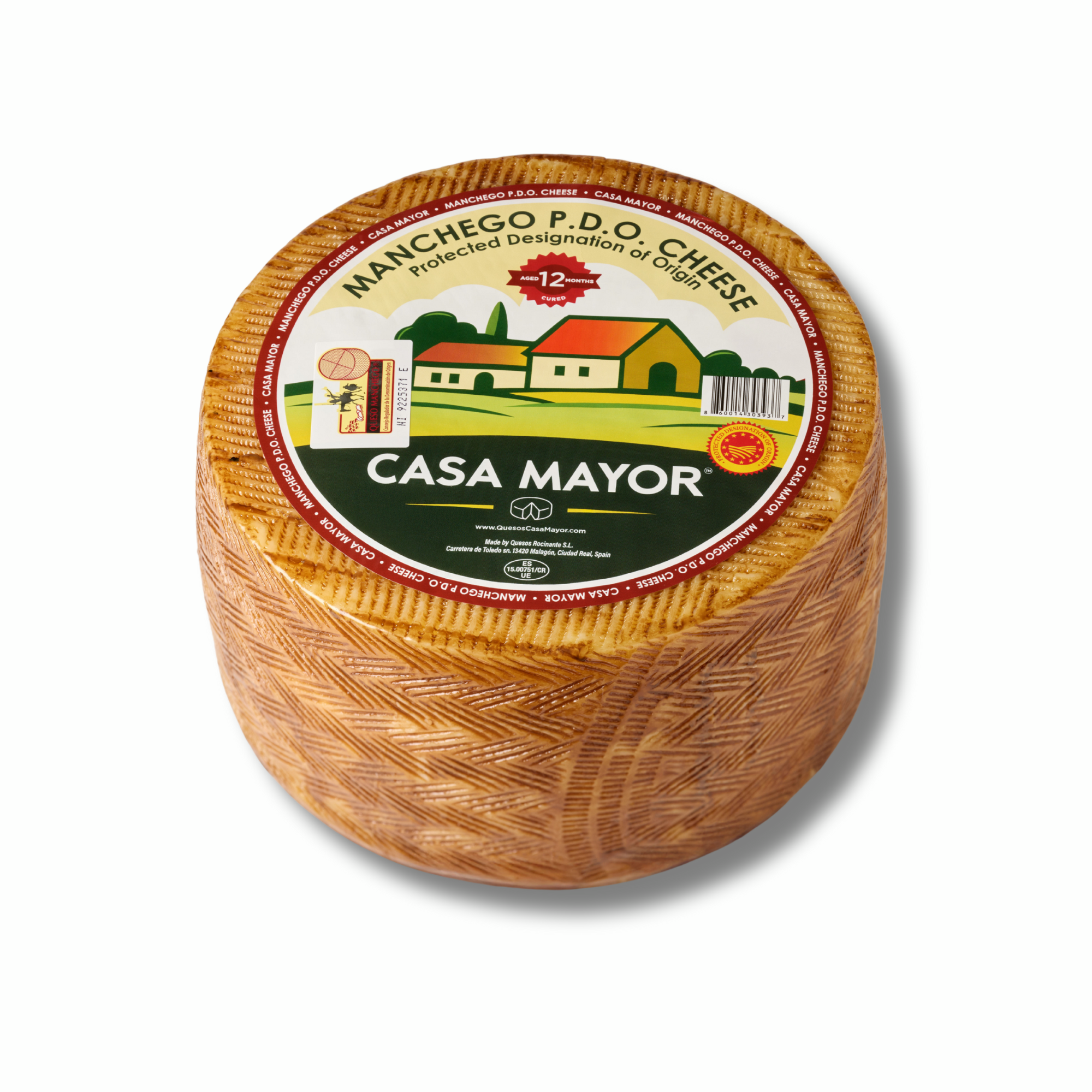 Manchego Cheese Reserva Extra D.O.P – 12 Months Aged Whole Wheel (Approx. 7 lbs) – Spanish Sheep’s Milk Cheese by Casa Mayor