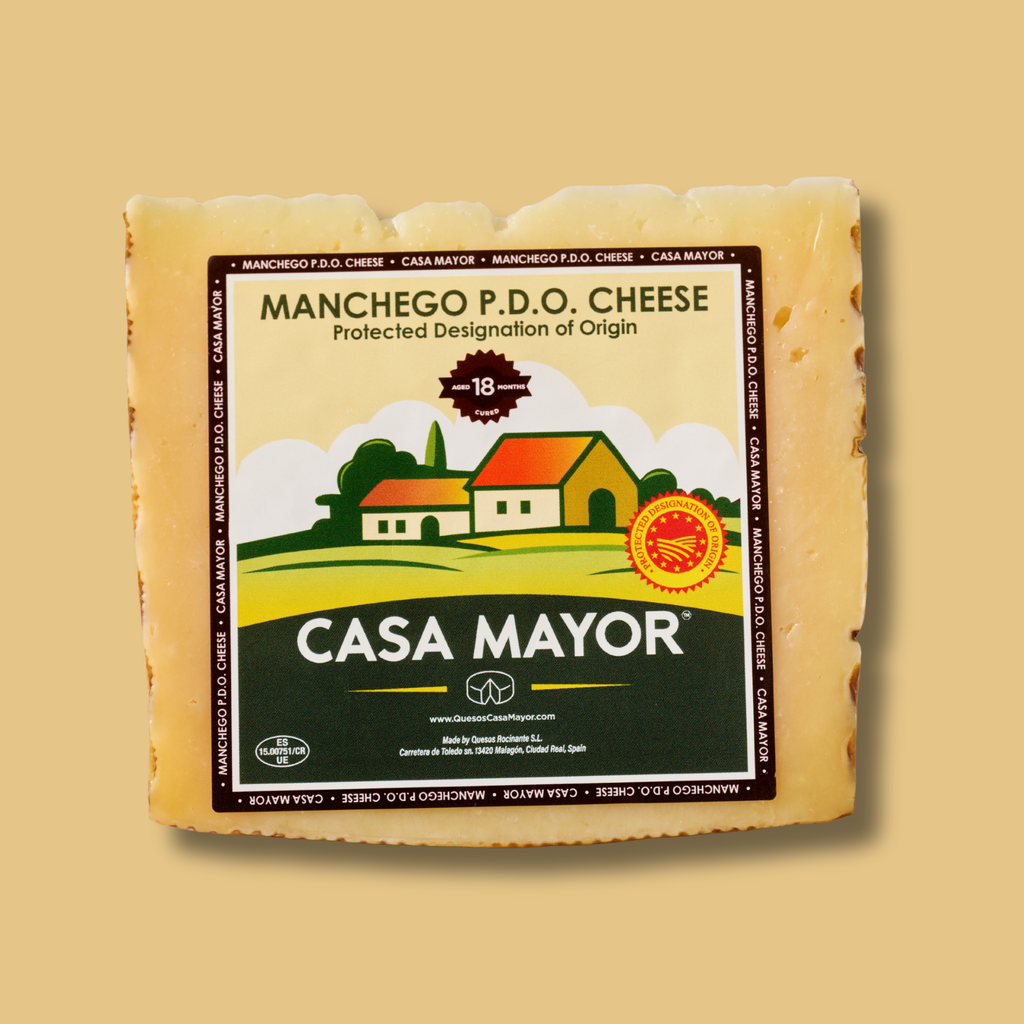 Manchego Cheese Gran Reserva D.O.P – 18 Months Aged – 2 Wedge Pack (Total 1 lb) + Free Breadsticks (Picos) – Spanish Sheep’s Milk Cheese by Casa Mayor