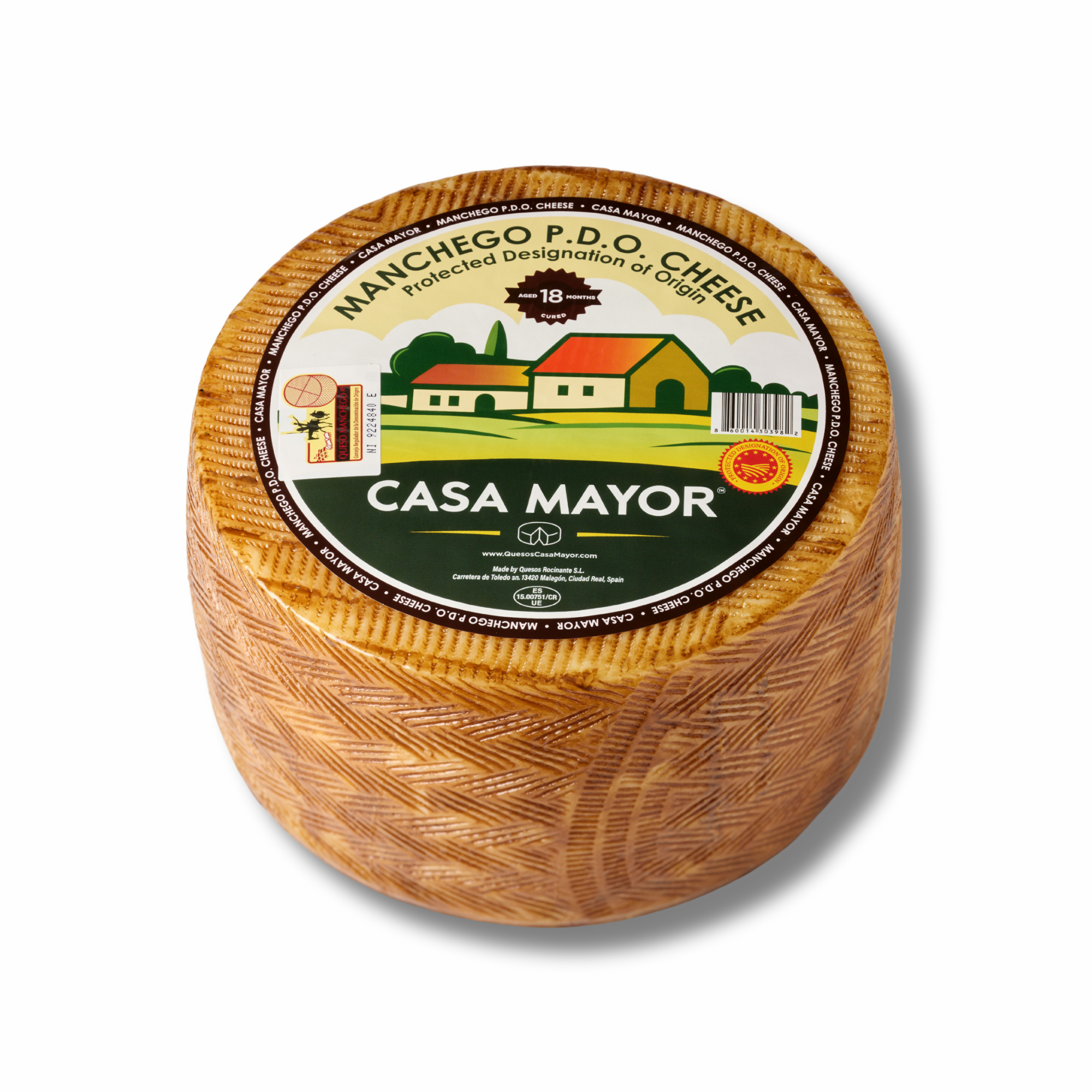 Manchego Cheese Gran Reserva D.O.P – 18 Months Aged Whole Wheel (Approx. 7 lbs) – Spanish Sheep’s Milk Cheese by Casa Mayor