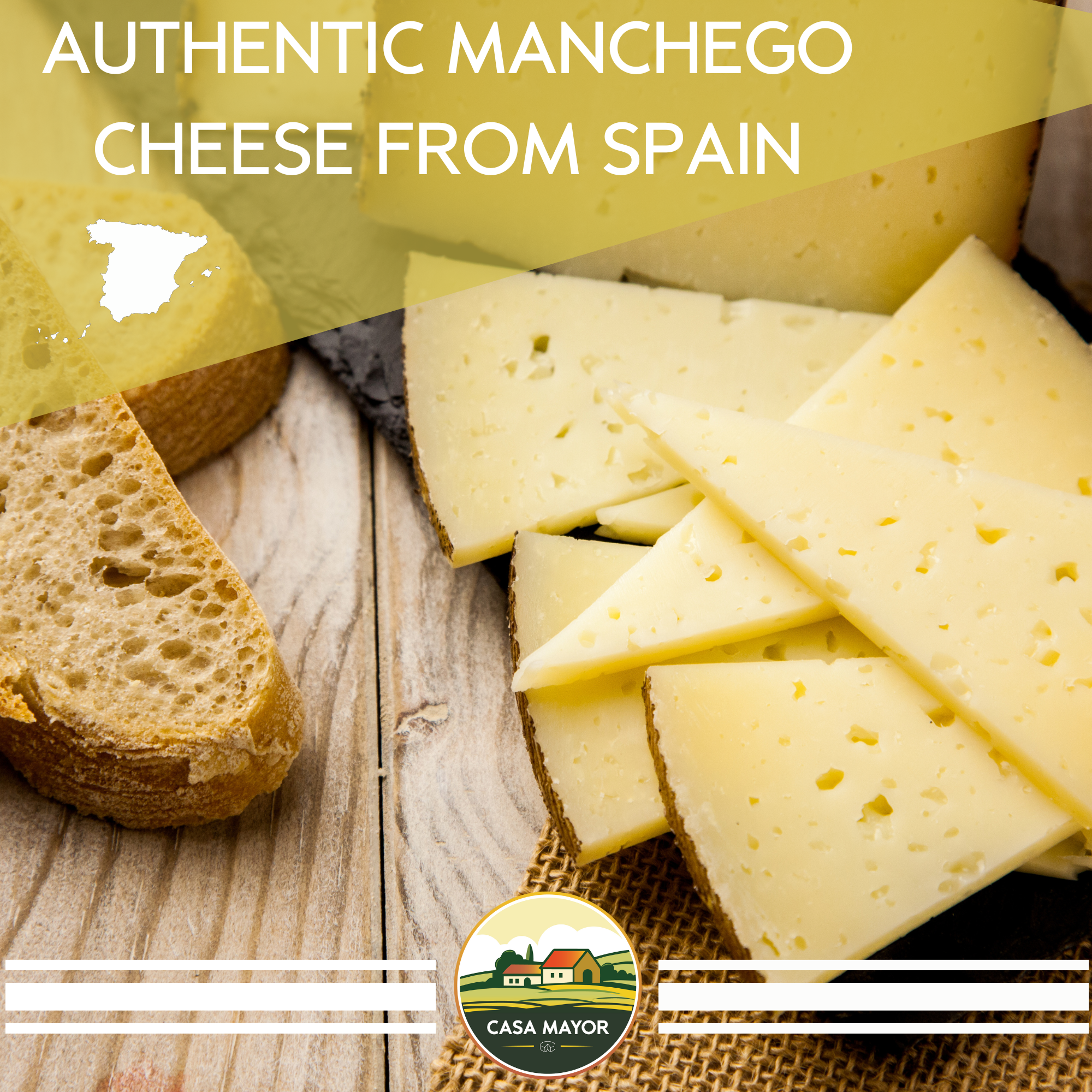 Manchego Cheese D.O.P – 3 Months Aged (Semi-Cured) – 2 Wedge Pack (Total 1 lb) + Free Breadsticks (Picos) – Spanish Sheep’s Milk Cheese by Casa Mayor