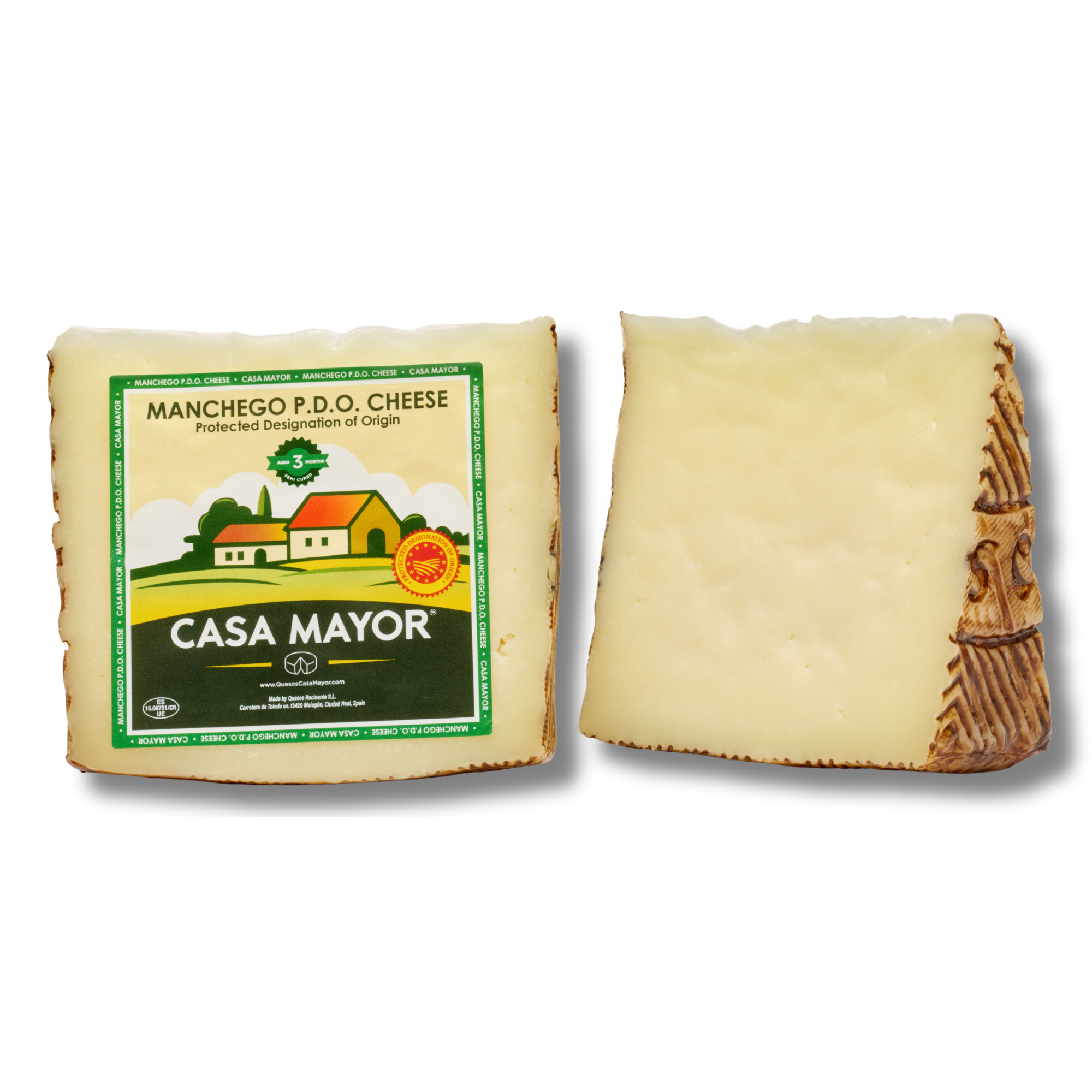 Manchego Cheese D.O.P – 3 Months Aged (Semi-Cured) – 2 Wedge Pack (Total 1 lb) + Free Breadsticks (Picos) – Spanish Sheep’s Milk Cheese by Casa Mayor