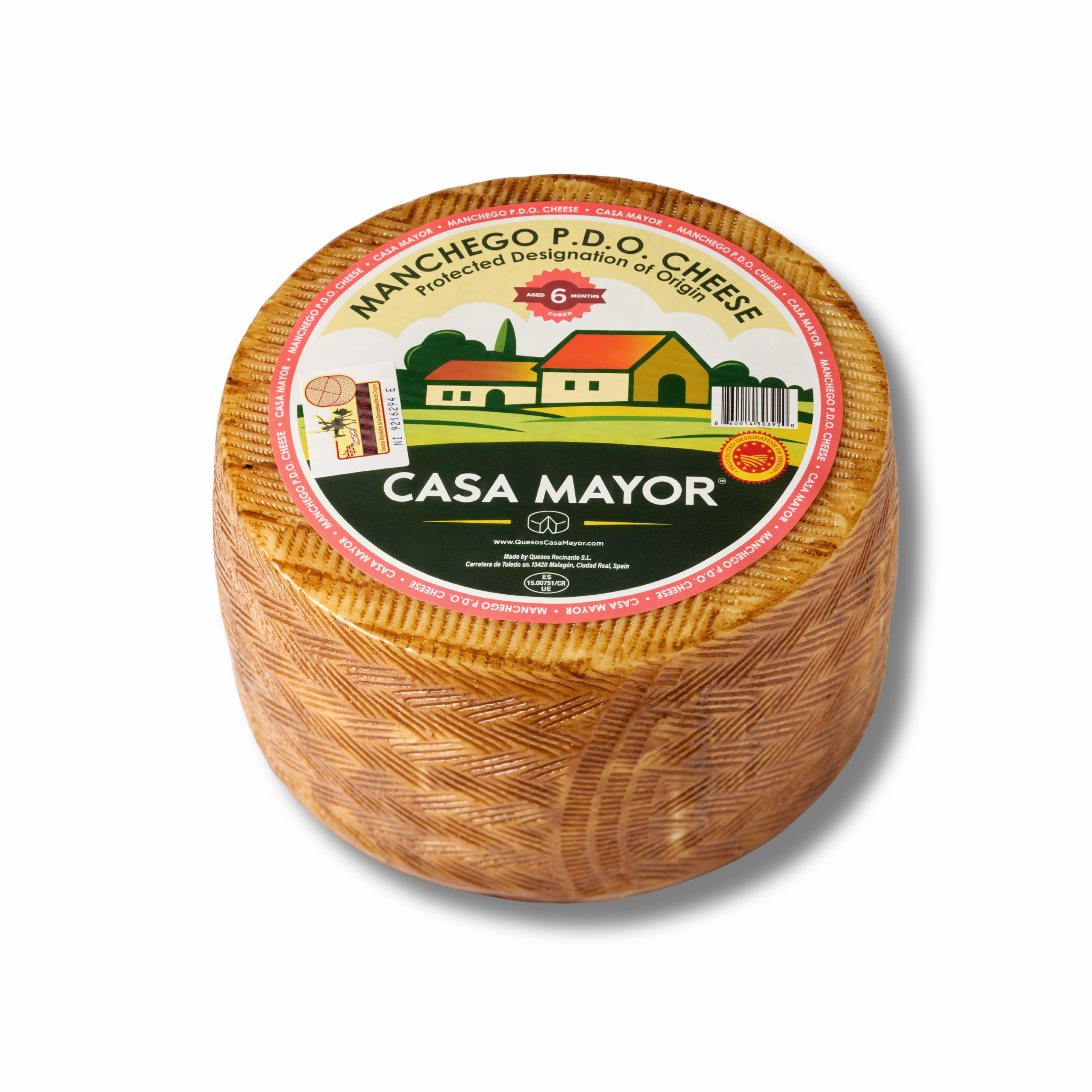 Manchego Cheese Reserva D.O.P – 6 Months Cured Whole Wheel (Approx. 6 lbs) – Traditional Spanish Sheep’s Milk Cheese by Casa Mayor